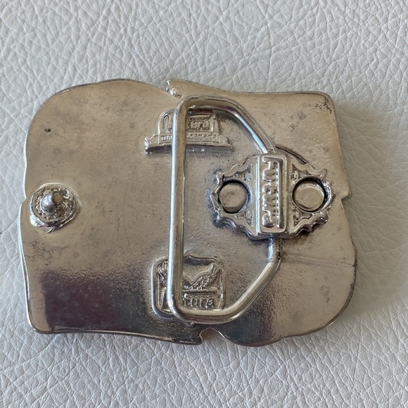 Vintage Silver Tone And Black Enamel Belt Buckle - Picture 3 of 4